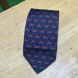 Lancel silk blue deer tie